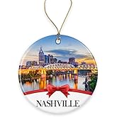 TunlaStore Nashville Christmas Ornament - Souvenir Collection Gift for Family, City Travel Xmas Holiday Tree Decoration - Printed on Both Sides