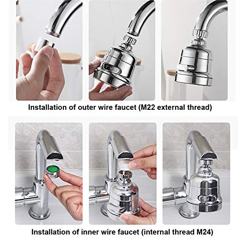 image for ONESWI Kitchen Sink Aerator, 360-Degree Swivel Faucet Aerator, Water S