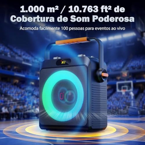 JYX Karaokê com 2 Microfones Sem Fio para Adultos e Crianças, Karaoke Portatil com Luzes de RGB DJ, Suporte para BT/TF/USB/AUX, Ajuste do ECHO/BASS, Para Festas Internas e Externas