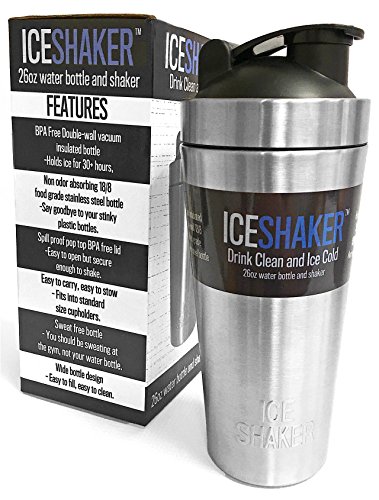 Protein shaker 26oz stainless steel insulated water bot…