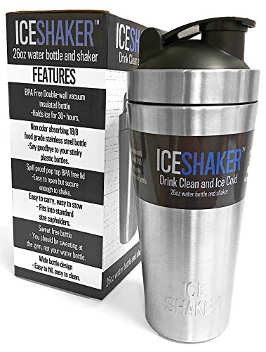 Protein Shaker 26oz Stainless Steel Insulated Water Bottle Protein Mixing Cup - Holds Ice for 30+ Hours