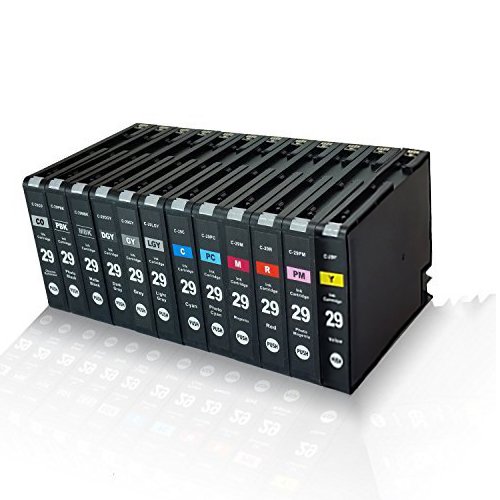 title=LCL(TM) PGI-29 (12-Pack PBK MBK C M Y R GY LGY DGY PC PM CO) Foto Nero/Matte