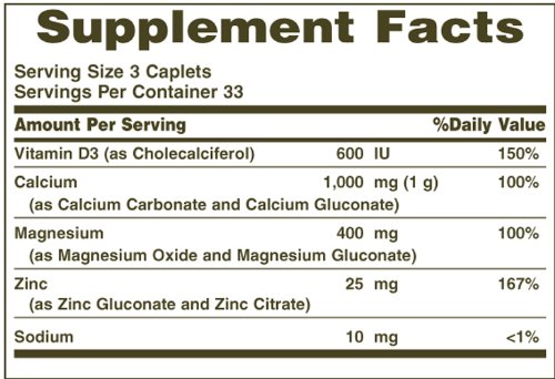 NATURE’S BOUNTY CALCIUM MAGNESIUM ZINC, 100 COUNT