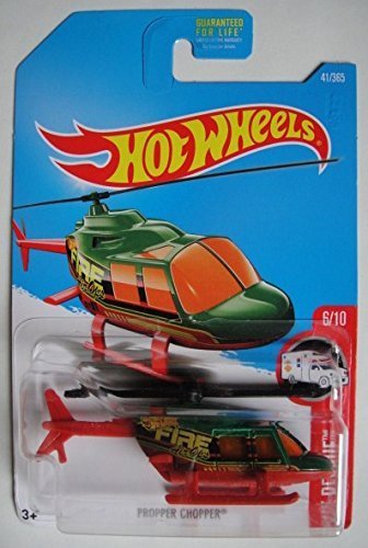 Hot Wheels 2017 HW Rescue, Propper Chopper Helicopter 41/365, Green and Red