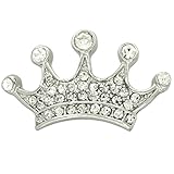 PinMart's Silver Plated Rhinestone Crown Bling Brooch Pin