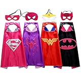 Christmas Comics Cartoon Hero girl （4pcs） Kids Dress Up Costumes Satin Capes with Felt Masks