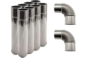 Stove Pipe,Wood Stove Chimney,2.36 inch (6cm) Diameter, Straight Section & 90° +90°Elbow, for Wood Stove Chimney Vent Pipe, D
