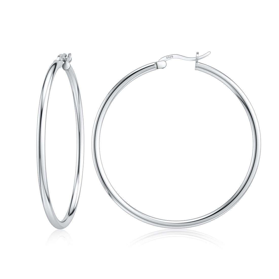 DALARAN 925 Silver Hoop Earrings 40mm for Women Sterling Silver Hoops — image 1