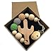 Amyster Baby Pacifier Clip Wooden Cactus Teether Eco-friendly Teething Crochet Beads Chew Nipple Folder Shaped Rattle Christmas Gift (Cactus)