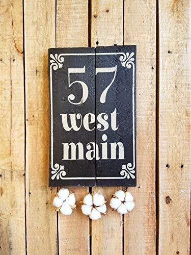 Amazon Iliogine ホームプラークサイン ホームアドレス飾り額 家番号サイン ポーチ装飾 ストリートアドレスストリート 名前 パレット 引っ越し祝い 素朴な農家の装飾 木製サイン 装飾用 インテリア オンライン通販
