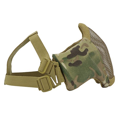 IronSeals Foldable 6" Half Face Mask Mesh Adjustable Tactical Lower Face Protective Mask for Airsoft/Hunting/Paintball/Shooting