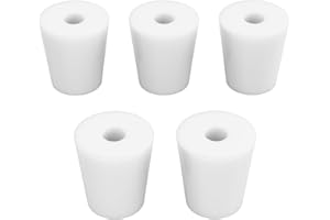 stonylab Silicone Stoppers, 5-Pack Standard 4# Natural Silicone Stoppers with 8 mm Aperture Single-Hole