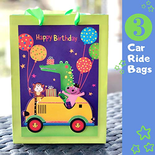 Pure Ponta Safari Party Goodie Bags | 12 Pack of Animal Treat Bags for Kids Jungle Zoo Circus Themed Birthday | 12 Gift Bags with 4 Unique 3D Designs - Thumbnail 4