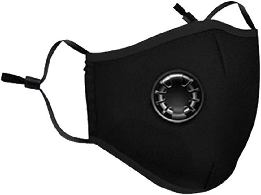 Reusable Dustproof Mask, Outdoor Travel PM2.5 Fashion Foldable Washable Dust Masks,Unisex Carbon Filter Face Mouth Masks with Exhalation Valve for Men women (Black)