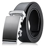Men's Genuine Leather Belt- Ratchet Black Dress Belt for Men with Automatic Buckle.