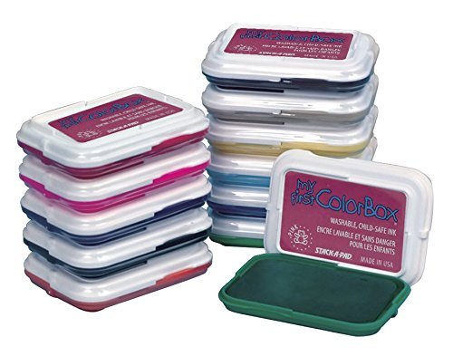 ColorBox 1719 Clear Snap Non-Toxic Washable Stamp Pad Set, 2-7/8" x 2" Size, Assorted Color, 2.2" Height, 3.1" Width, 7.8" Length (Pack of 12)
