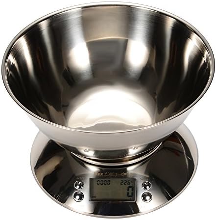 Digital Scale Kitchen Food Scale with Removable Bowl, High Accuracy Multifunction Kitchen Scale, Stainless Steel, 1g to 11lbs Capacity, Alarm Timer, Temperature, G / Lb / Oz (A Scale with 8.5" Bowl)
