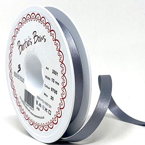 Berisfords Ribbon, Polyester, Grey, 20m x 10mm