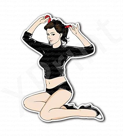 Amazon Com Pin Up Girl Tying Hair Sticker Everything Else