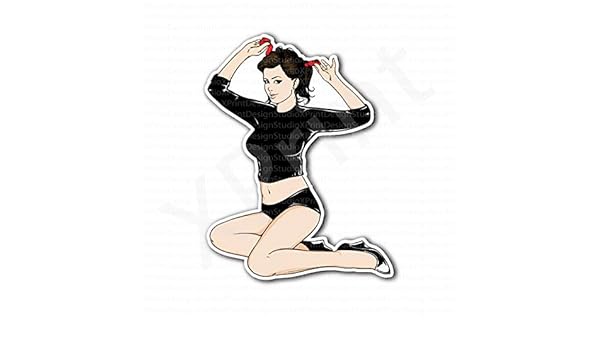 Amazon Com Pin Up Girl Tying Hair Sticker Everything Else