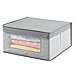InterDesign Aldo Fabric Closet Storage Organizer Box for Clothing, Shoes, Handbags, Jeans - Medium, Gray