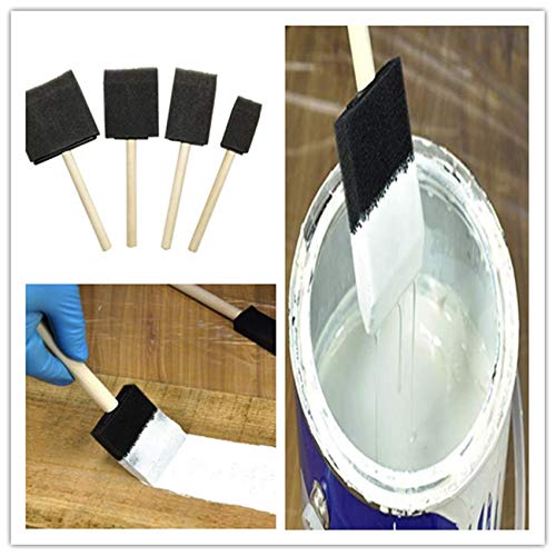 Oil Stain 10 pcs Poly Foam Brushes Foam Sponge Wood Handle Paint Brush