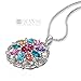 QIANSE Love in Curacao Multicoloured Round Pendant Necklace Crystals Necklaces for Women Jewelry for Grilfriend Wife for Her