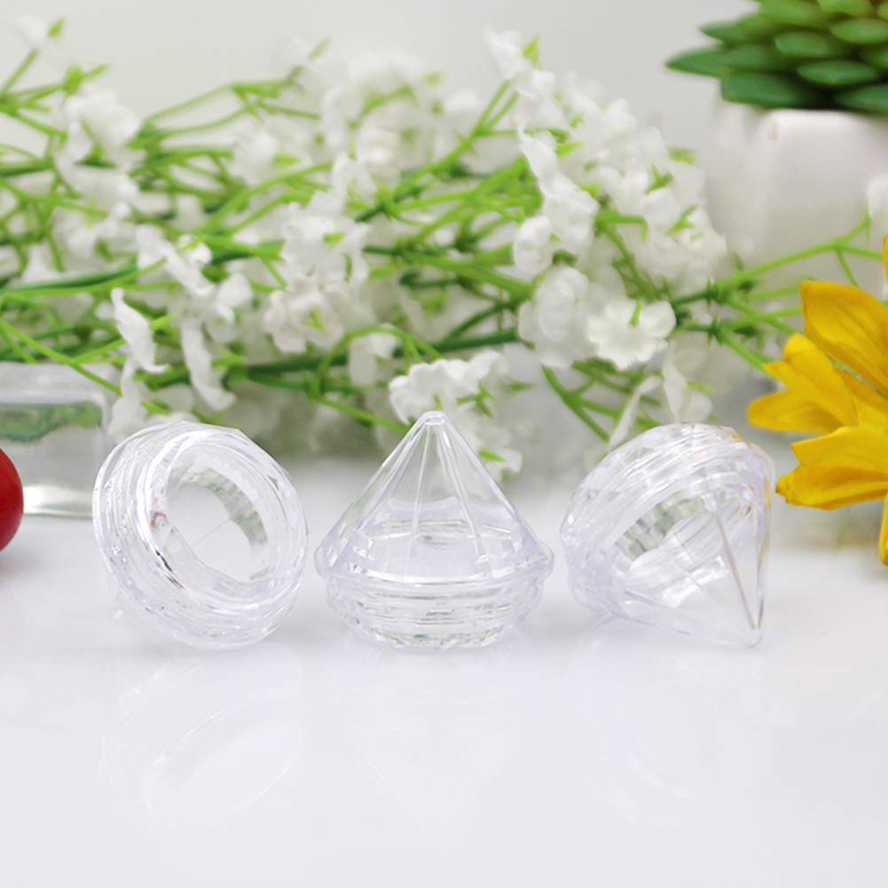 QXcom 25 Packs 5g Clear Cream Box Jars Diamond Shaped Empty Refillable Cosmetic Container Jar Pot with Lid Makeup Sample Trial Case Storage for Lip Blam Lotion Creams Eye Shadow Nails Powder Jewelry : Beauty