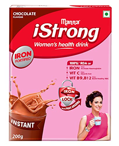 Manna iStrong 200g Iron Fortified Women’s Health Drink Mix (Chocolate) | Iron Supplement | Iron Lock Formula with Vit C, B9, B12 | Improves Haemoglobin Fights Anemia | Natural Multigrain Energy Drink Manna iStrong 200g Iron Fortified Women’s Health Drink Mix (Chocolate) | Iron Supplement | Iron Lock Formula with Vit C, B9, B12 | Improves Haemoglobin Fights Anemia | Natural Multigrain Energy Drink
