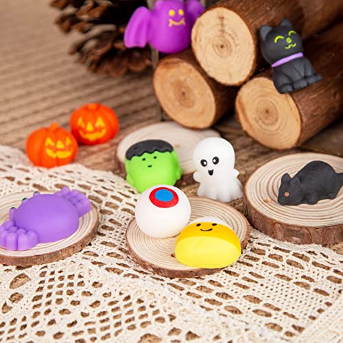 LovesTown Mochi Squishy Toys, 28 PCS Halloween Squishy Toys Kawaii Squishy Bulk for Party Favors Prizes Fillers Stress Relief