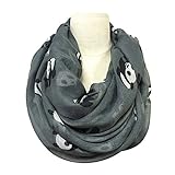 LIVEBOX Women's Fashionable Animal Kungfu Panda Print Premium Lightweight Infinity Shawl Warp (Grey)