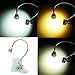 QUANS 5W 3 Colors LED COB Clip on Light 19.68 INCH 50 CM Tube Desk Flexible Table Bed Lamp Work Home Design lighting Silver 110V 220V 85-265VAC with US Plug switch on off 500LM D44