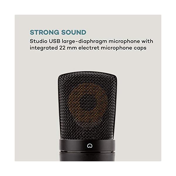 auna MIC-920B - USB Kondensator-Mikrofon, Nierencharakteristik, Metallgehäuse, Frequenzbereich: 30 Hz - 18 kHz, 22 mm… – Bild 3