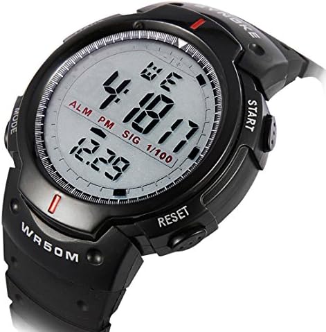 Synoke Men’s Sport Watch, Large Face Quartz Waterproof Alarm Date Digital Wrist Watch for Boys Men-Black