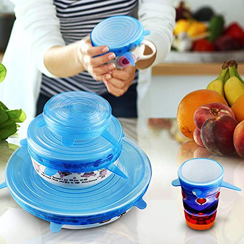 BeRicham 12 Pack Reusable Durable and Expandable Silicone Stretch Lids to Keep Food Fresh Perfect for All Kinds of Food Storage Container, Dishwasher Refrigerator and Microwave Safe, 6 Size - Thumbnail 3