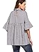 SheIn Women's Striped Ruffle Half Sleeve Collared Blouse Top Medium Black