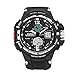 ETEVON Men's 'Galaxy' Fashion Analog Digital Wrist Watch with Double Buckles - EL Back Light - Two Time Zone - 30m Water Resistant - Imported Movement, Stylish Outdoor Sport Watches for Men - Black