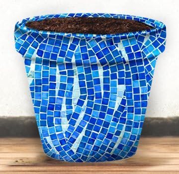 Fabric Flower Pot Sox - Blue Tiles - 8 by Pot Sox