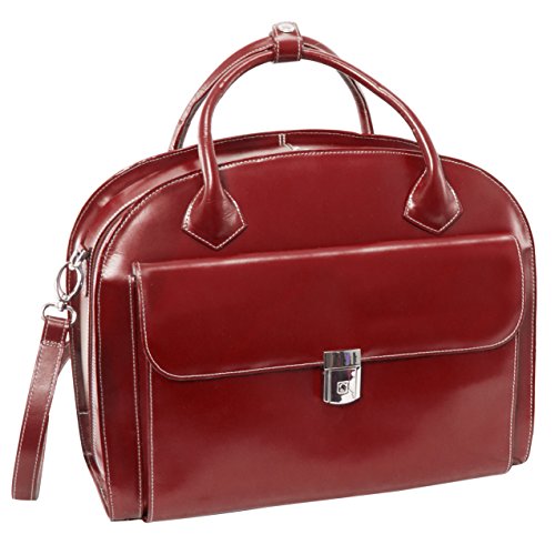 Mcklein USA 94366 Glen Ellyn, 15.4" Leather Detachable Wheeled Case, One Size, Red
