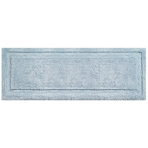 mDesign Soft Microfiber Polyester Non-Slip Extra-Long Spa Mat/Runner, Plush Water Absorbent Accent Rug for Bathroom Vanity, Bathtub/Shower, Machine Washable - 60" x 21" - Water Blue