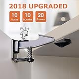 Cabinet Locks [UPGRADED] Child Safety Cabinet Latches Locks, 10 Packs, Easy to Install, No Tools or Drilling Needed, Invisible Design, with Buckles and Screws - Black