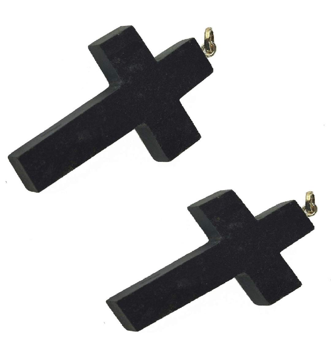 DHYANARSH 1 + 1 Original Black Tourmaline Cross Stone Pendant