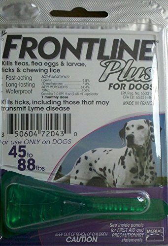 Frontline Plus for Large Dogs 45-88 lbs (20-40 kg), New & Fresh, 1 Month Supply, 1 Applicator (Large, Purple) Frontline Plus for Large Dogs 45-88 lbs (20-40 kg), New & Fresh, 1 Month Supply, 1 Applicator (Large, Purple)
