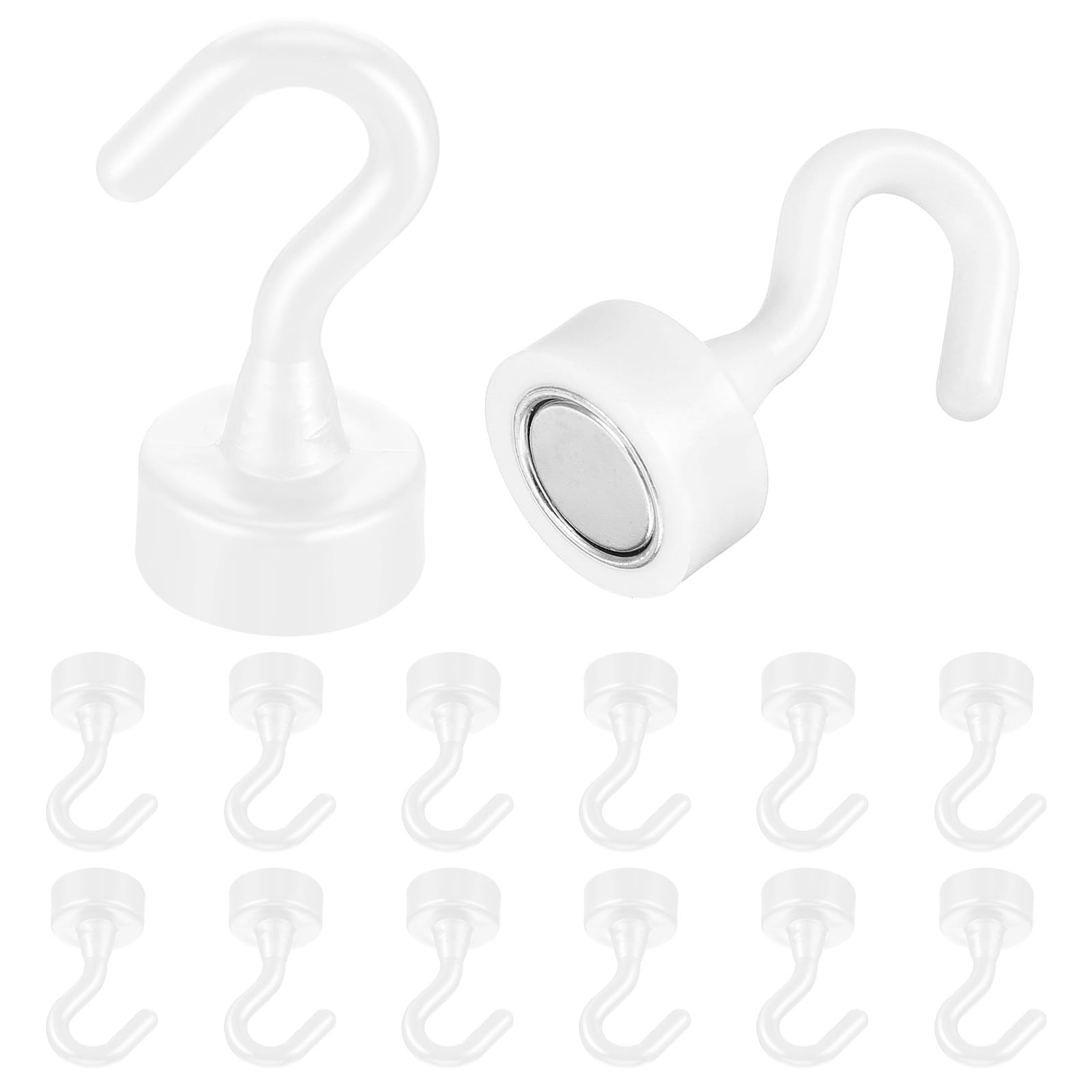 YUXIANLB 12 Pcs Magnetic Hooks, Heavy Duty Black Small Magnet Hooks for Refrigerator, Kitchen, Office, Classroom, Cruise Cabin