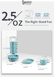 Sweese 2.5 Ounce Porcelain Stackable Espresso Cups
