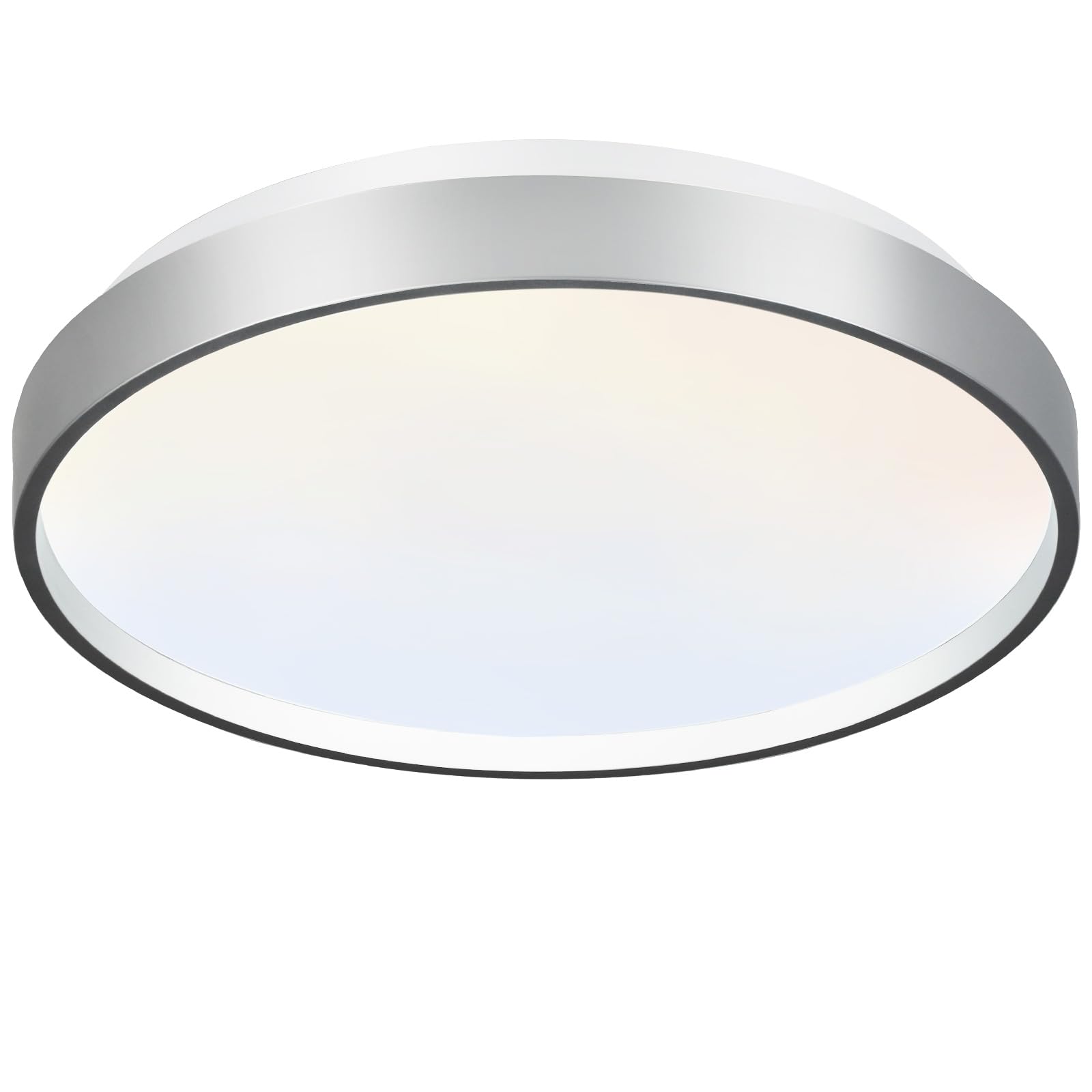 Photo 1 of DLLT 24W Modern LED Flush Mount Ceiling Light, 13 Inch Silver Low Profile Light Fixture, Thin Round Close to Ceiling Light for Kitchen, Bedroom, Living Room 3000-6000K 5 Color Adjustable