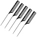 Bardeau Essentials Professional 8.8 Inch Tail Comb (5 Pack) - Black Carbon Fiber and Stainless Steel Pintail - Anti Static and Heat Resistant Teasing Comb - Lightweight for All Hair Types
