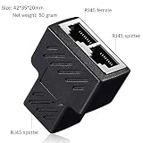 RJ45 Network Splitter Adapter 1 RJ45 Female to 2 RJ45 Female Network Splitter Adapter, LAN Connector, Suitable for Super Category 5 Ethernet, Category 6 Ethernet