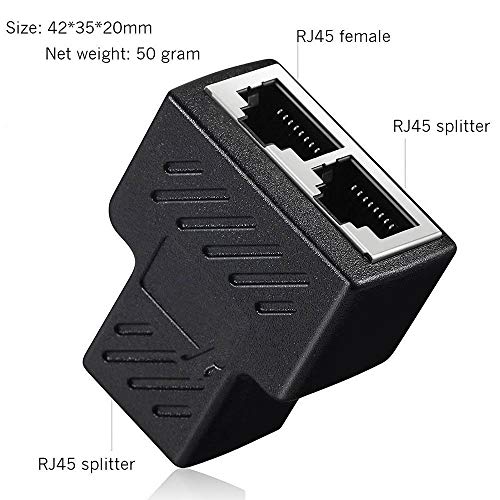 RJ45 Network Splitter Adapter 1 RJ45 Female to 2 RJ45 Female Network Splitter Adapter, LAN Connector, Suitable for Super Category 5 Ethernet, Category 6 Ethernet