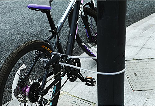 ZUKAM Bike Lock Heavy Duty Bicycle U Lock with 4FT/1.2M Flexible Steel Loop Cable and Bike Mounting Bracket